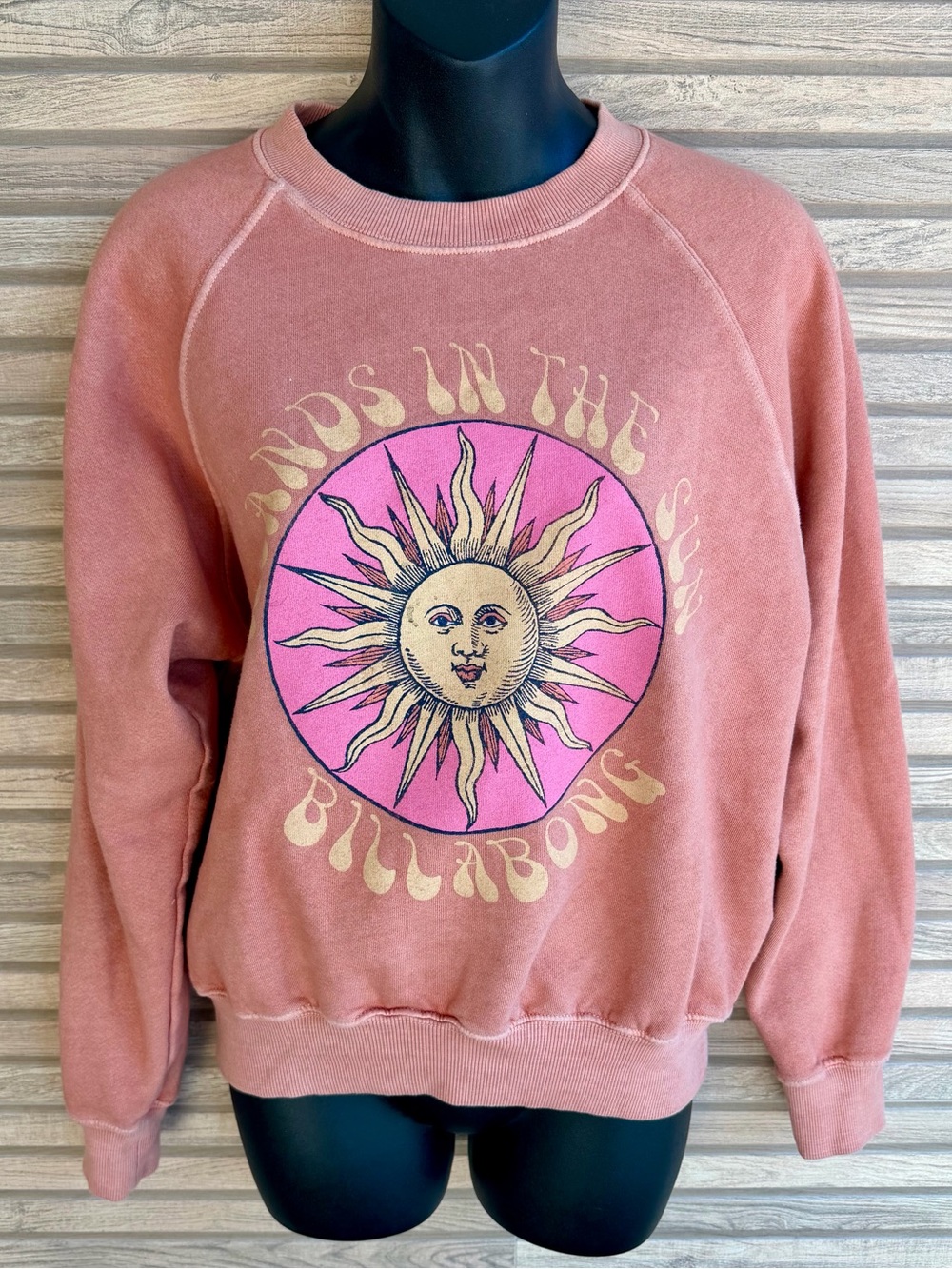 Billabong Islands In The Sun Sweatshirt XS Oversized Blush Graphic Pullover Surf
